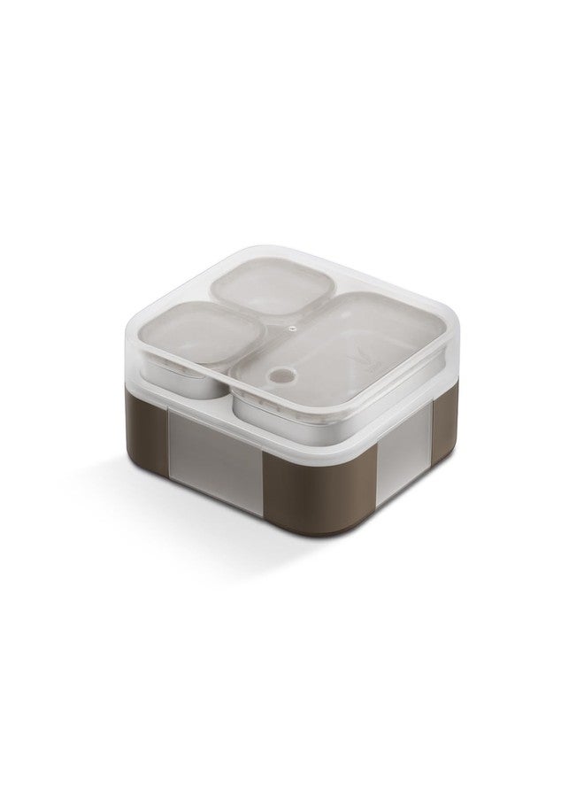 VAYA TYDBYT Lunchbox, Stainless Steel Bento Lunch Box with 3 Compartments - Ideal for Kids, Office, and School Use, Color - Brown - Image 5